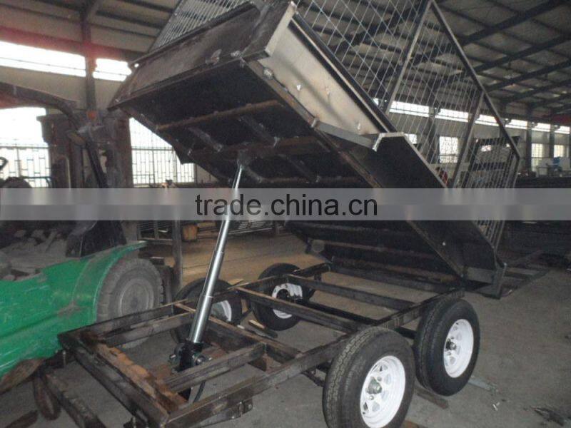 hot dipped galvanized single axle hydraulic farm box tipping trailer