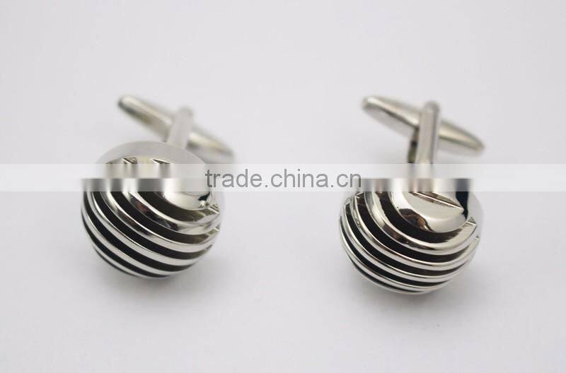 Unisex Hollow Striped Round Brass Shirt Cufflinks