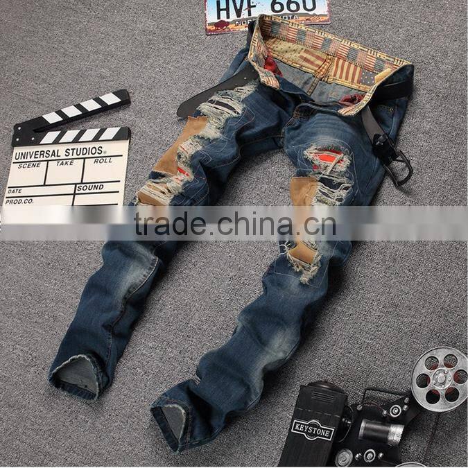 Patchwork Designer High Quality Patched Jeans Ripped Men Rock Men Jeans Hip Hop Jeans Denim Pants