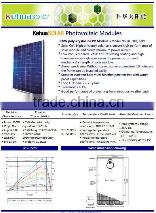 KH-205W Poly-cyrstalline Solar panel module