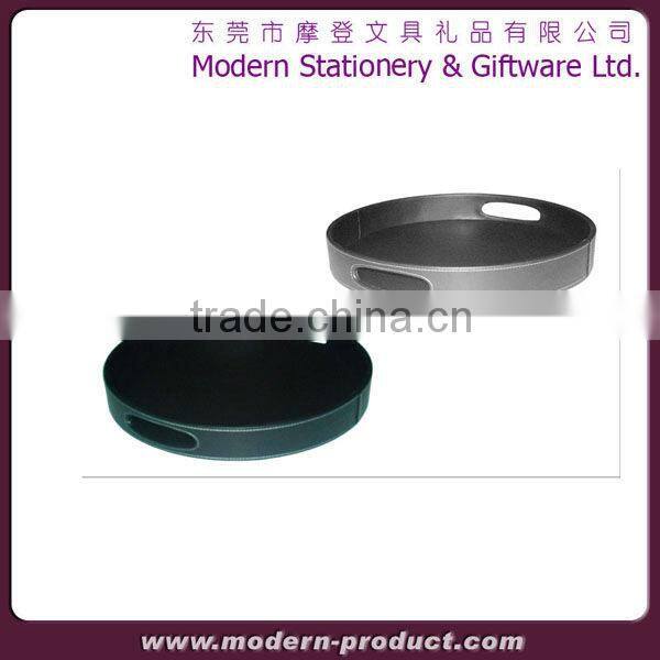 2013 new style fashionable leather hotel service tray