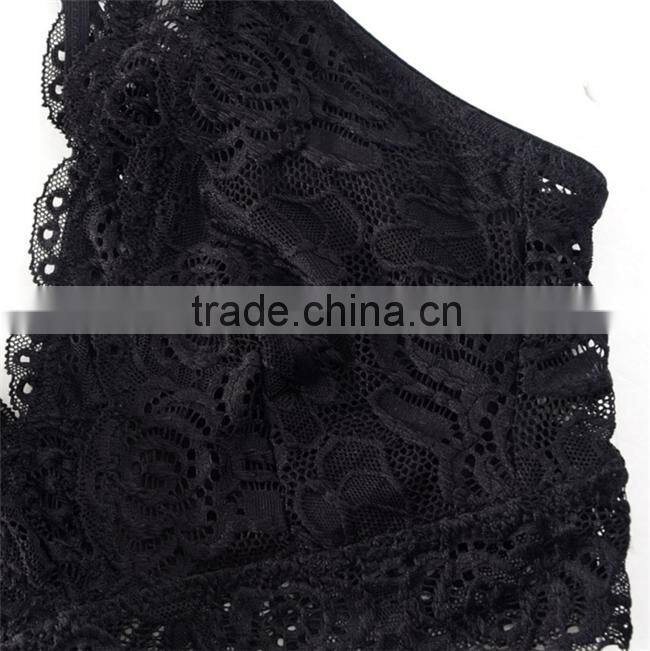 Wholesale High Quality No Rims Thin Lining Black Lace Bra