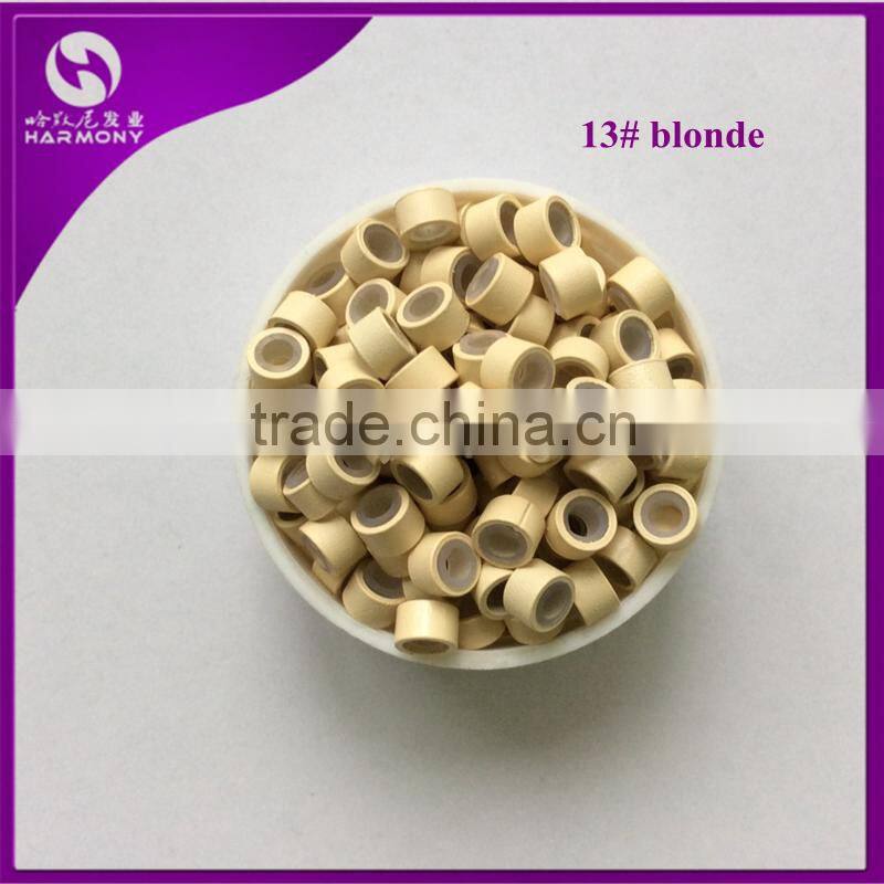 Silicone beads Micro Link Ring Beads Feather Stick Hair Extensions With Mix-Coloured beads 1000pcs 4.0mm*2.0mm*2.0mm