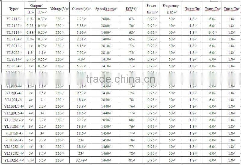 YL series single-phase two-value capacitor induction motor