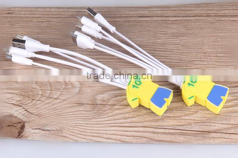 OEM+ODM+LOGO multi-function colorful flat usb charger cable 5/6 in 1 USB Charging Cable Mobile Phone Charger Adapter Cable