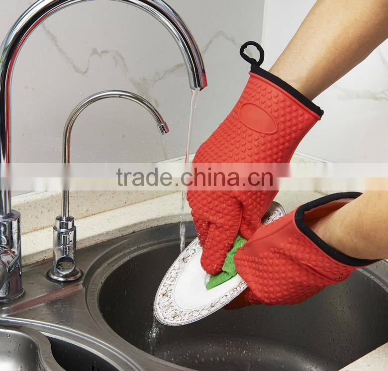 Silicone Gloves with Fabric Lining for Cooking, Baking, Barbeque, Grilling- Heat Resistant