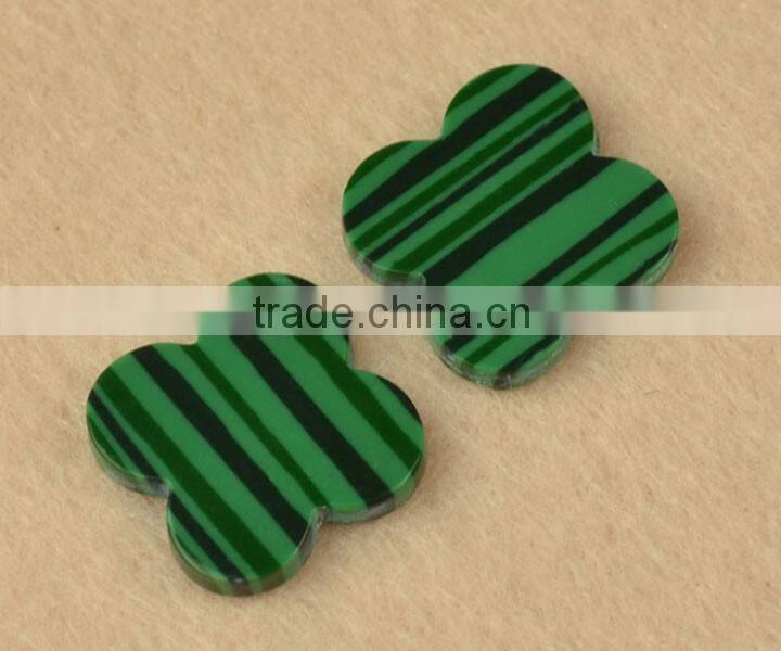 Beautiful Loose Natural Green Malachite stone Four-Leaf Clover Gems