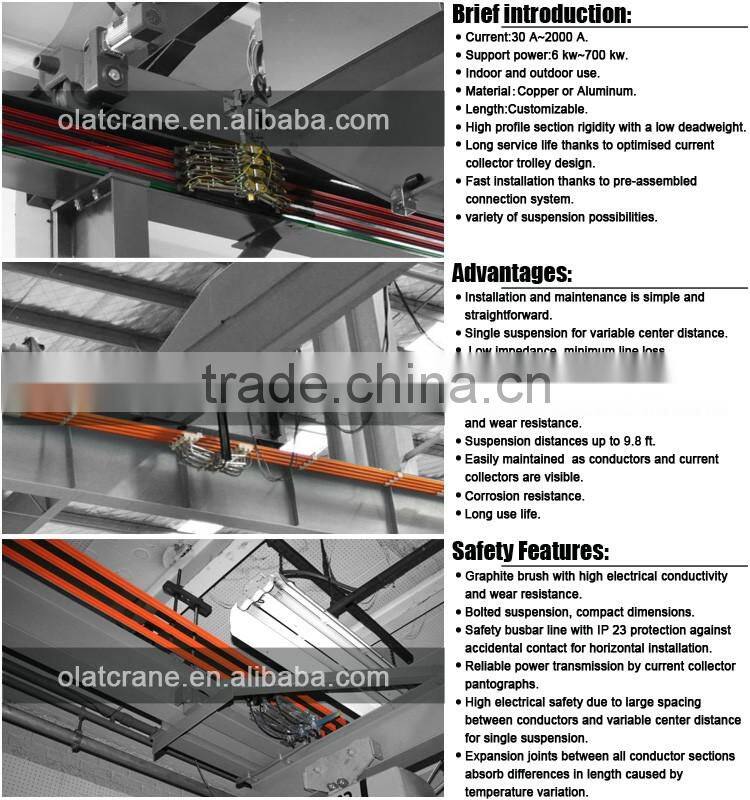 3D Design Drawing Customizeable 3P 4P 6P seamless sliding contact line supply power for overhead crane