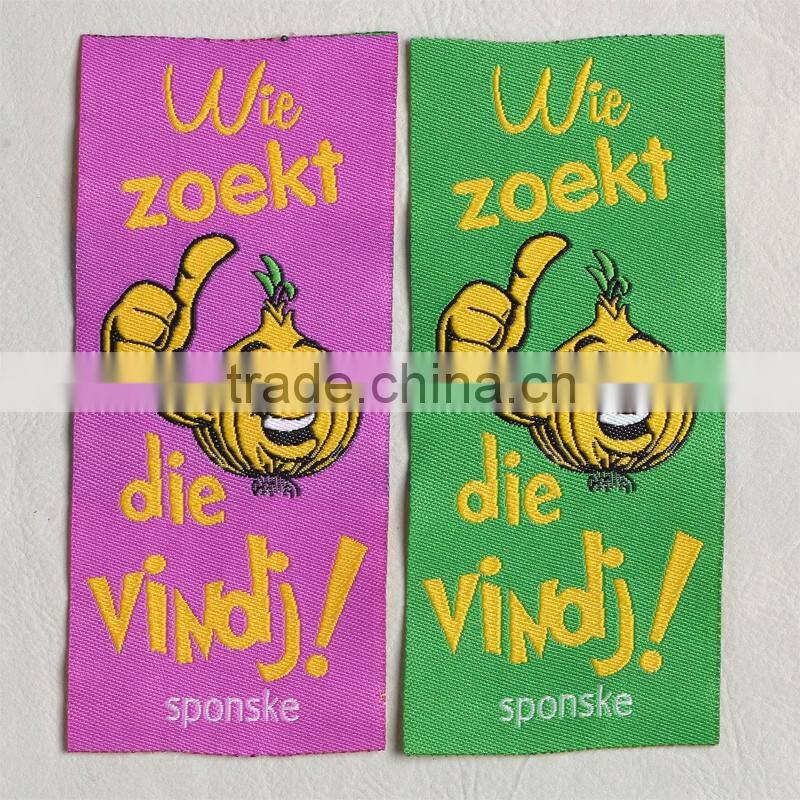 the garlic logo jacquard woven main label for Cartoon roll blanket