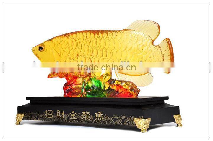 Resin Liuli color Chinese Luckly Golden fish , resin statue