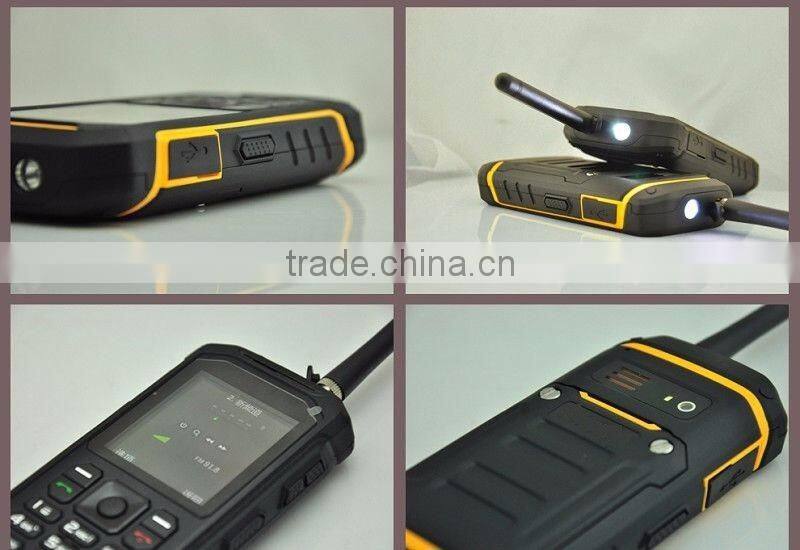 IP67 Yellow Dust Water Proof Walkie Talkie 2 Sim Quad Band Rugged Mobile Phone