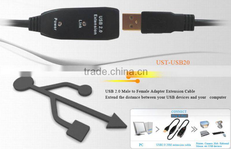Patent design ,usb 2.0 20 m male to female adpter extension cable with 2 pc