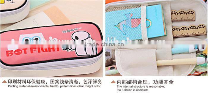 Large canvas wholesale pencil case for kids Baymax pen bag