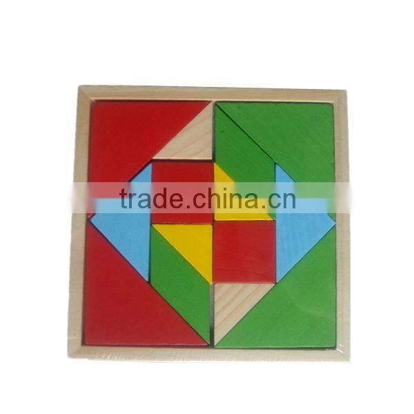 wholesaler colorful interesting wooden tangram puzzle,wooden jigsaw puzzle