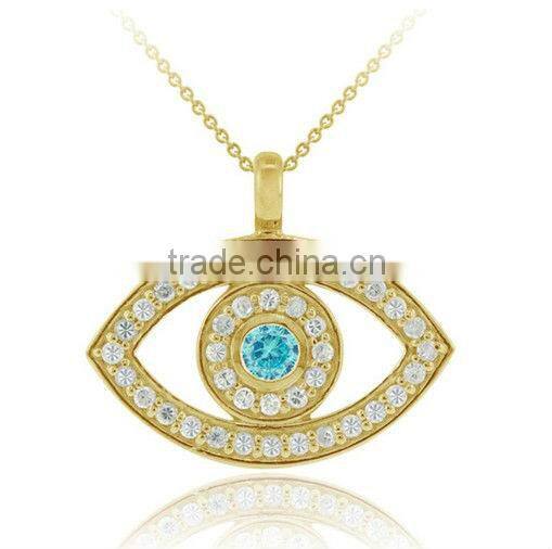 Fanshion Blue Cubic Zirconia Evil Eye Necklace Vners