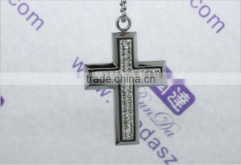 Stainless Steel Cross Pendant Pink Crystal Pendant Vogue Pendant Jewellery