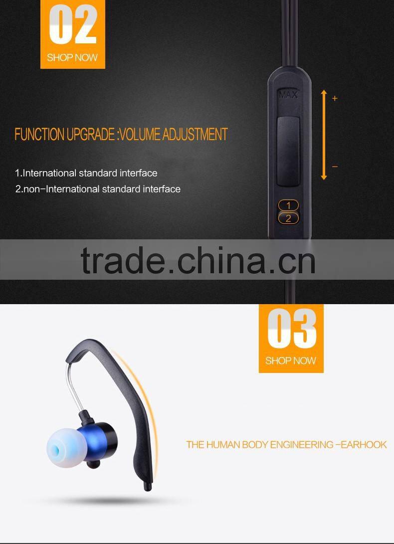 For Britain 3.5mm Connection Earhook with MIC Best Sport Metal Earphones Headset Headphones for Mobile phone