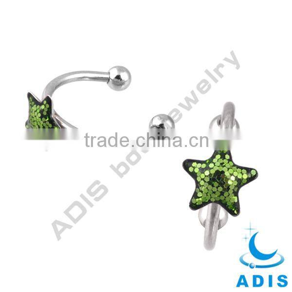 Horseshoe piercing body jewelry 16 gauge G23 titanium glitter nose ring