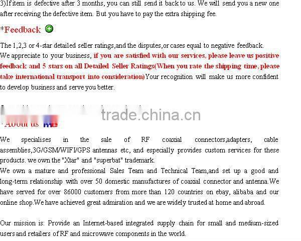 RP-TNC Crimp Jack(Male Pin) bulkhead O-ring connector
