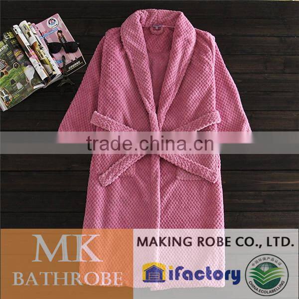 Promotion polyester sleep robe jacquard flannel fleece bathrobe