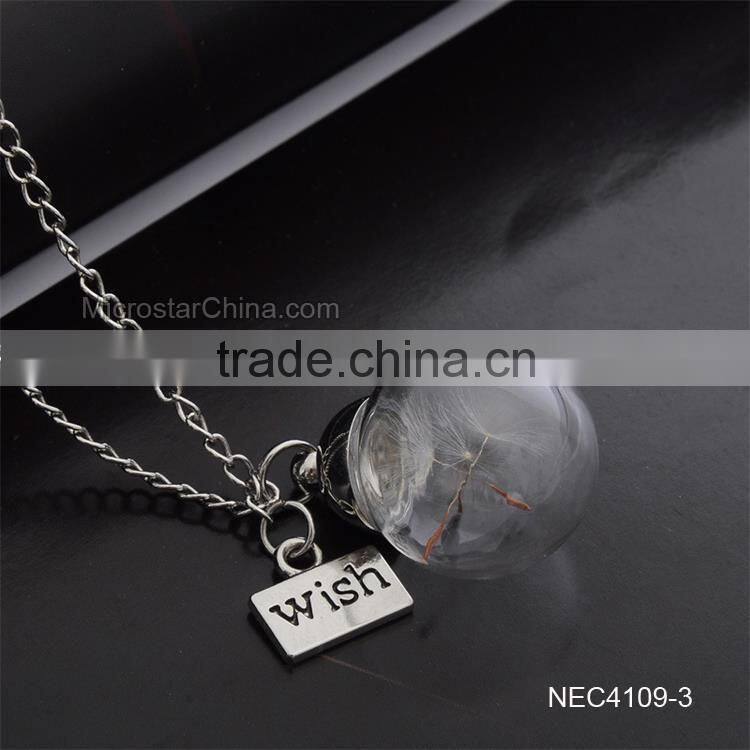8 Designs DIY Creative Drift Bottles Glass Pendant Necklace Dandelion Necklace
