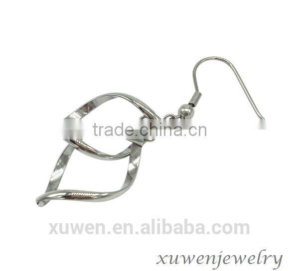 oval red enamel stainless steel long hanging earrings