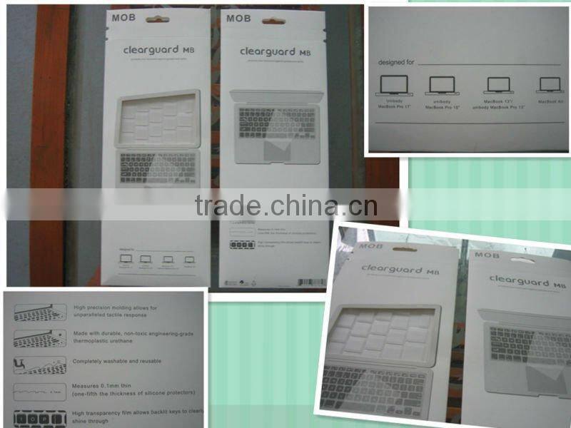 Japanes versions waterproof &dustproof TPU transparency keyboard cover for macbook12