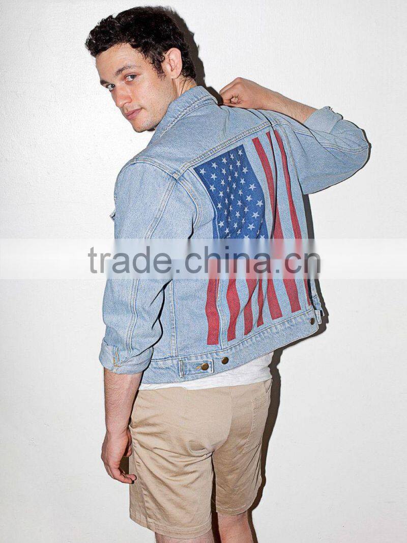 hot sale cool style US flag screen printed denim jackets (JXY025)