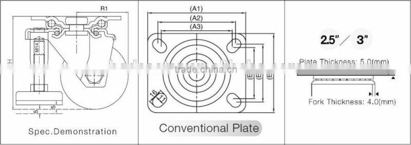 A2 Series Rigid with Lever PA Caster Low Gravity Caster