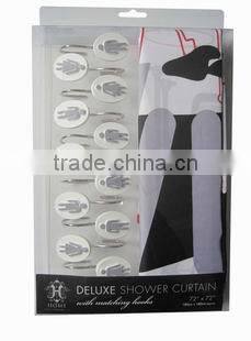 restroom series polyester shower curtain with resin hooks