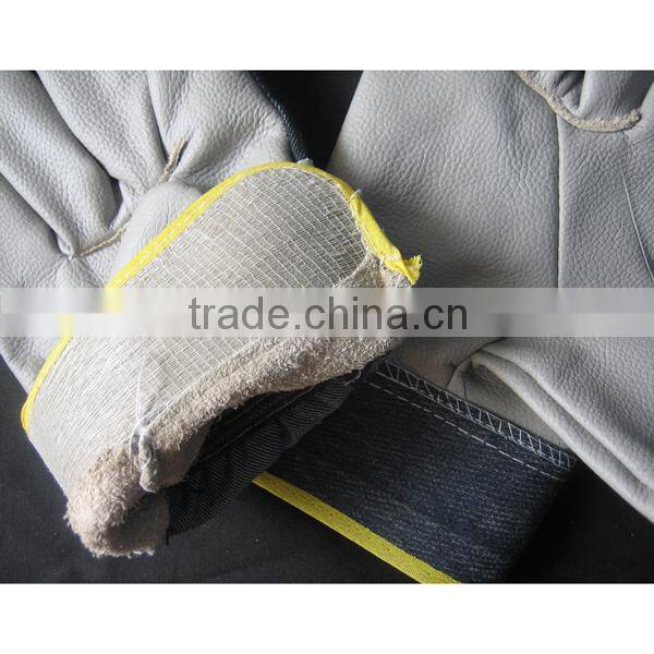 Light Color Furniture Leather Glove with Denim Fabric Back