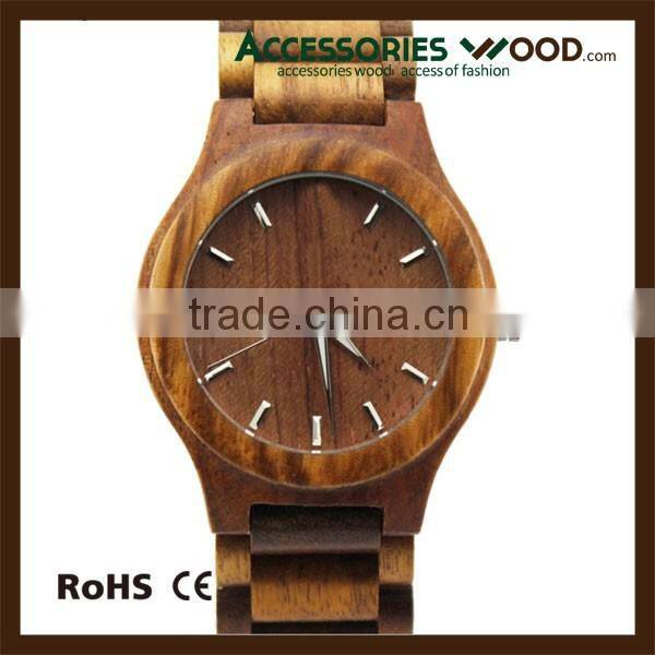 Two colors wood wrist wooden watch with calendar for lady and gentalman