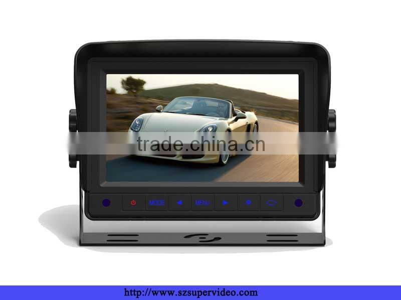 7 inch stand tft lcd quad monitor with 4 video inputs car cameras