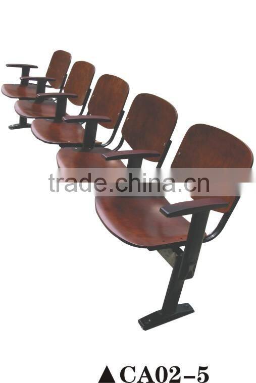 Antique wood plublic waiting chair with 5 seater CA02-5
