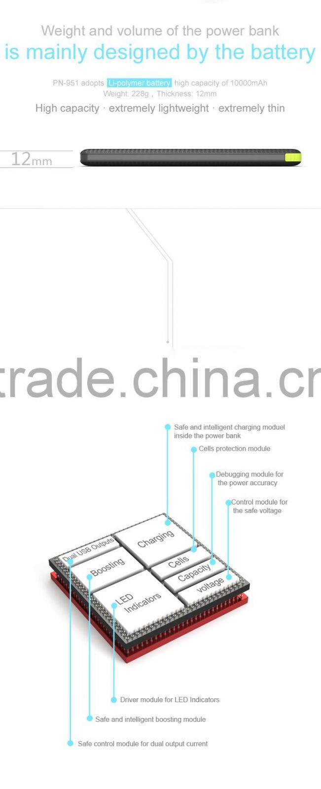 PINENG PN-951 2016 newest Version Ultra-thin 10000mAh Credit Card Power Bank