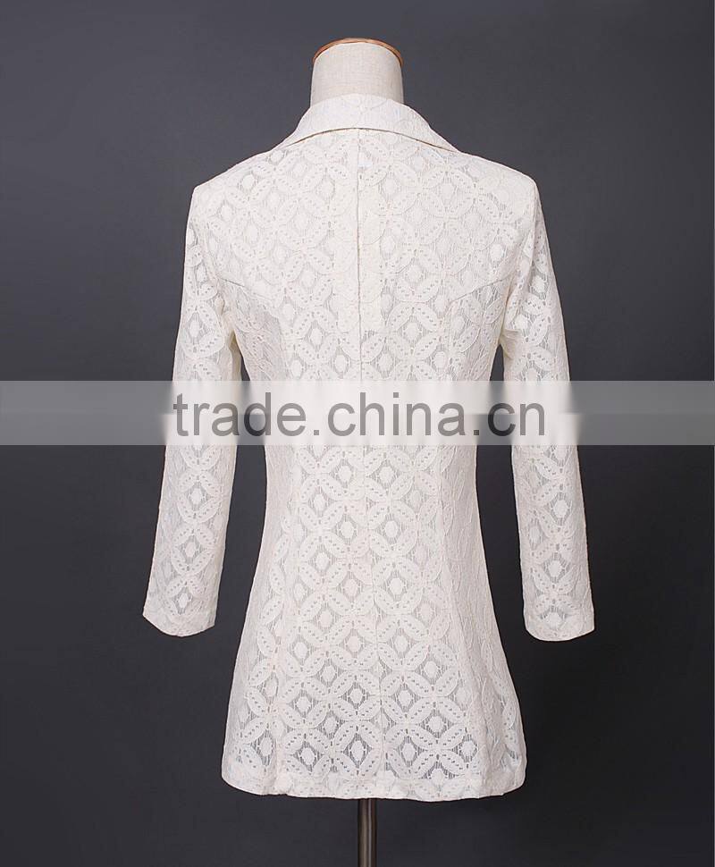 L020 Custom Design Lace Blazer Womens Long Blazer Jacket Wholesale