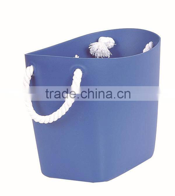 Small Size Plastic Storage Basket with Nylon Rope