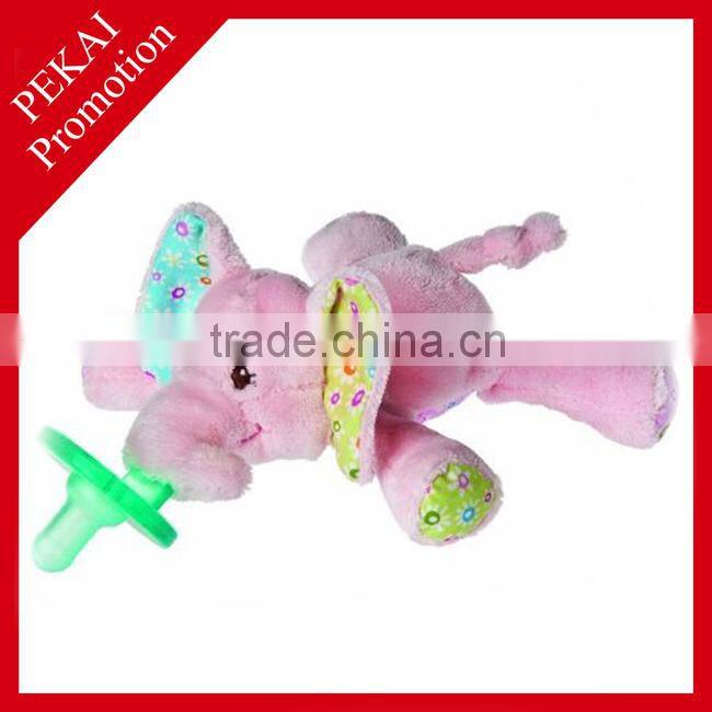 Pink soft elephant toy baby animal pacifier