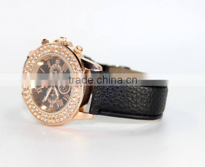 wholesale fashion leather pink quartz women watches ladies
