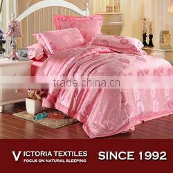 pink rose jacquard pink color cotton bedding bed cover set