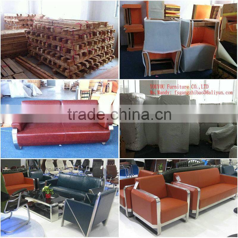 bright black PU leather office sofa single sofa metal armrest sofa G-310