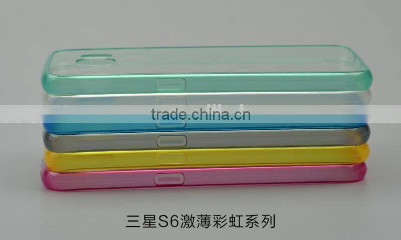 Hot transparent black 0.8MM thin PC+TPU phone cases for S6
