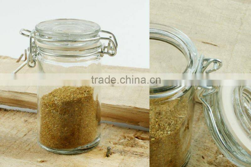 70ml mini clear round metal clip glass jars