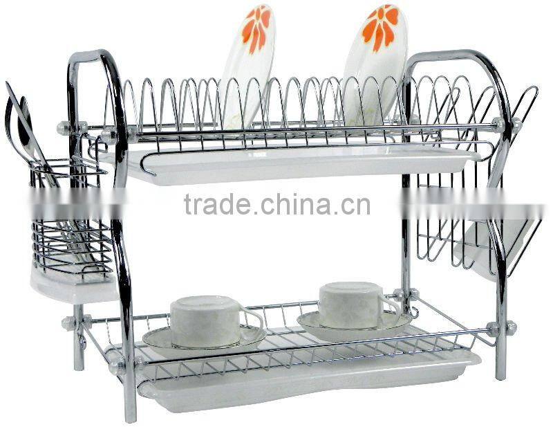 2 tier dish rack with 9 shape and two trays