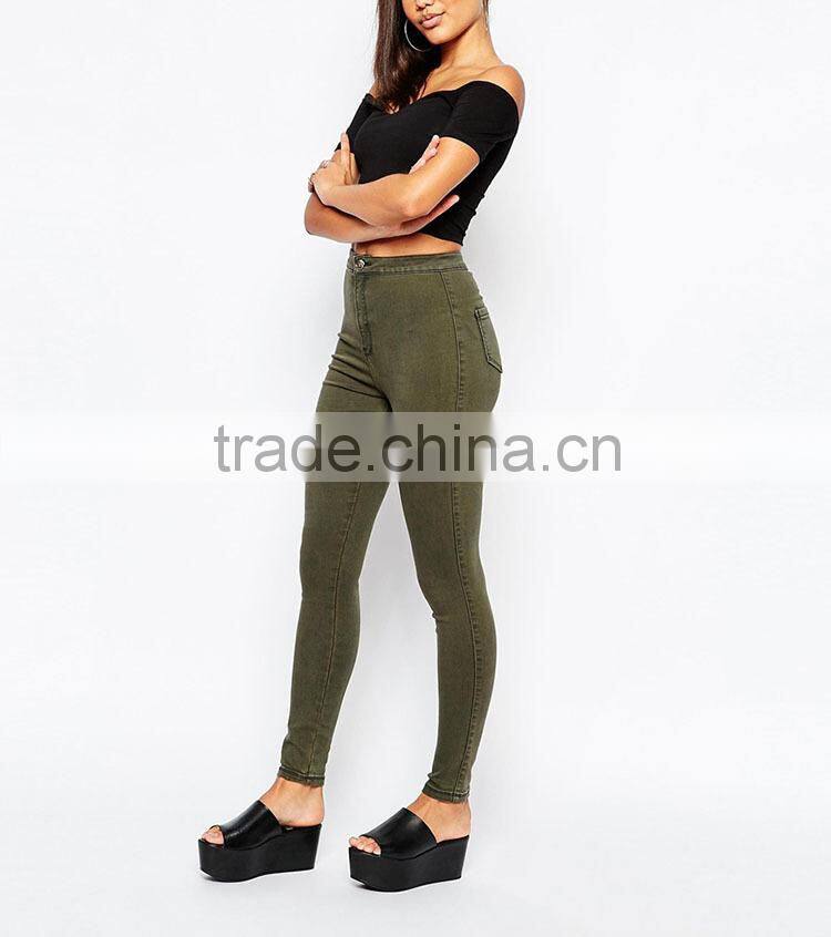 Alibaba China Supplier navy high waist tight women jeans wholesale 2016
