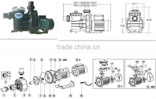 SB series 2hp swimming pool pump