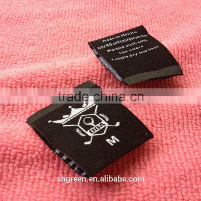 laser cut logo main woven label in apparel