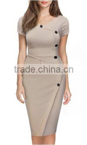 Women's Vintage Navy Style Cap Sleeves Business Bodycon Dress