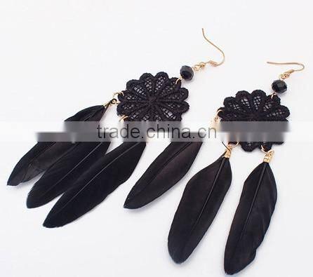 New sex black feather earrings for women