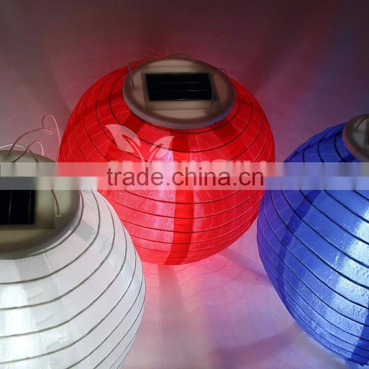 chinese lantern waterproof Rechargeable Nylon Solar Lanterns, decorative lantern round high quality, multicolor lantern solar